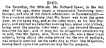 Obituary notice of Richard Speer